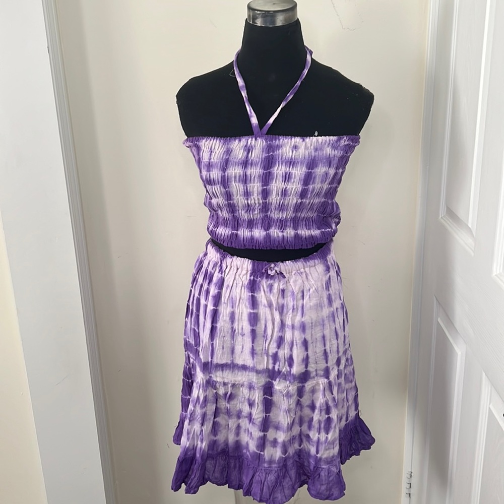 Royal fashion  Crop and Set Boho Two Piece Tie dye Outfit Size Medium